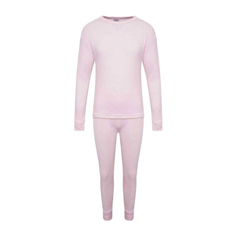 K Collection Childrens/Kids Long-Sleeved Thermal Base Layers Set / Pink
